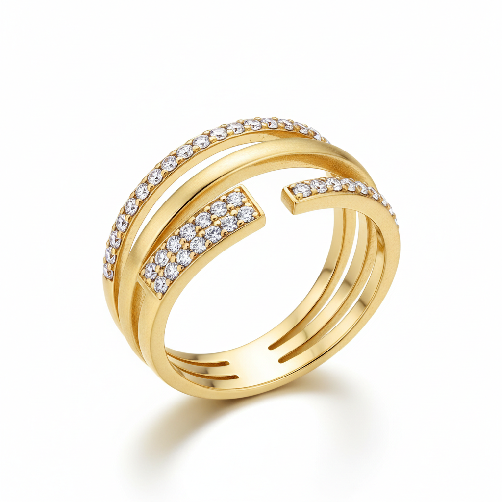 Elegant Adjustable Sparkle Ring - Gold