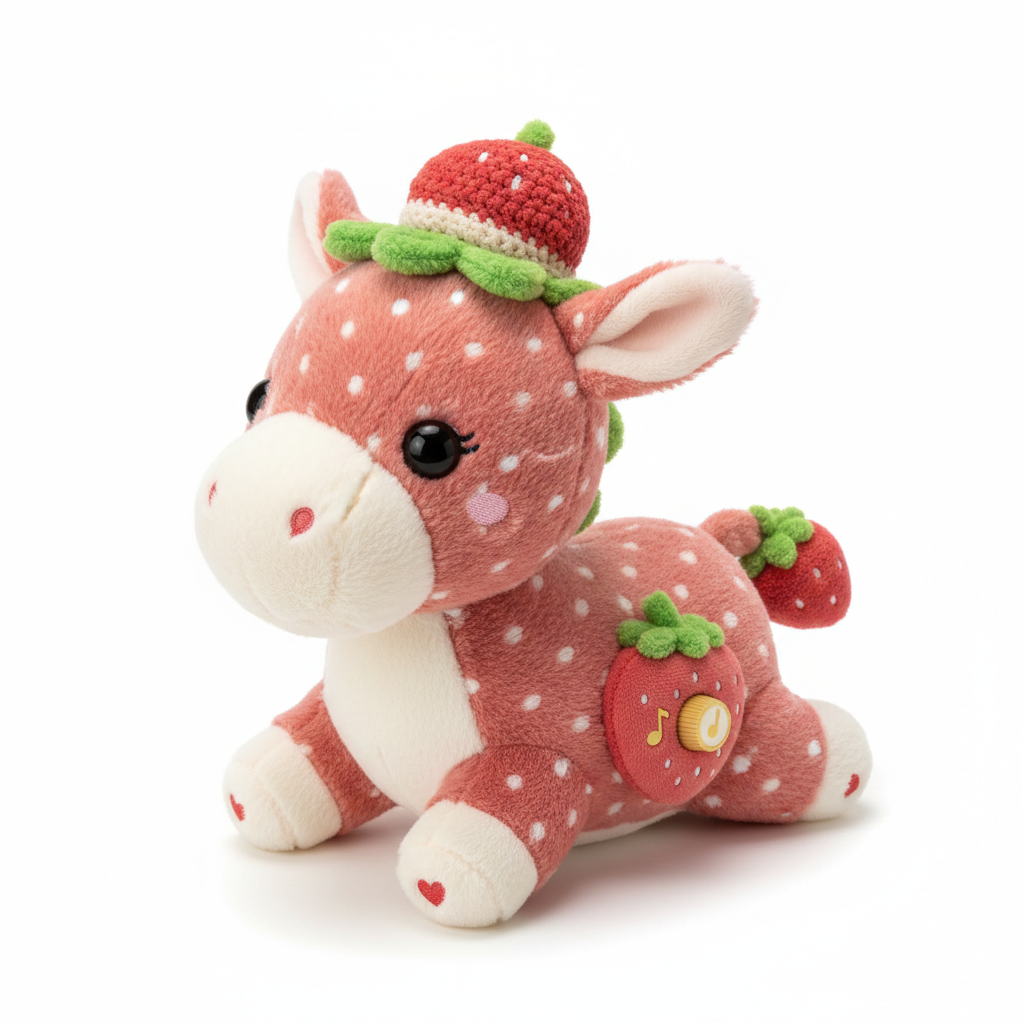 Breathing Plush Music Doll - Strawberry Donkey